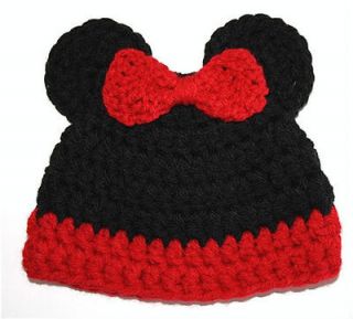 Crochet Girl Minnie Mouse Baby Hat Beanie Photo Prop 3 6 mo