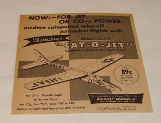 1958 BERKELEY model plane ad ~ CAT O JET