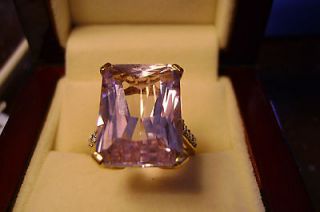 SPECTACULAR HUGE ILIANA 18CT KUNZITE&DIAMON​D RING 18CT, BOXED 