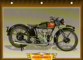 Excelsior MANXMAN F12 1935 Motorcycle BIG card PHOTO Classic 30s 