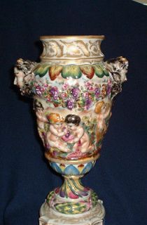 Museum Quality Capo Di Monte Bolted Porcelain Urn With Mythological 
