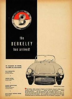 1958 Ad Berkeley Vintage Convertible Economy Sports Car   ORIGINAL 