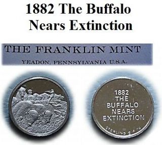 Franklin Mint Sterling Silver Mini Ingot 1882 The Buffalo Nears 