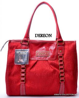 NWT  DEREON BY BEYONCE SIGNATURE RED JACQUARD TOTE