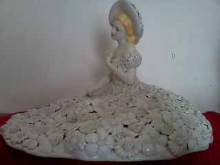   Antique Lady White Floral Dress Capodimonte Ardalt Fiori Bianco Italy