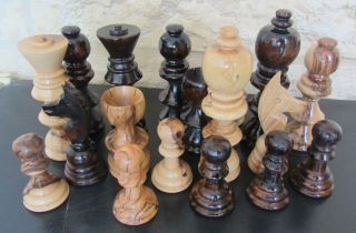 Bethlehem Olive Wood Chess Pieces 130mm Large Set