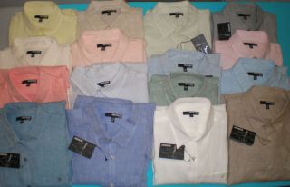 Murano 100% linen Men Shirt Shirts Button Front Long Sleeve S M L XL 