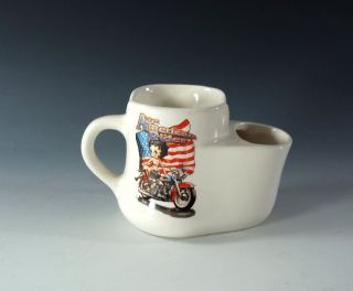 Shaving Mug Scuttle Betty Boop American Rider US Flag made to Order