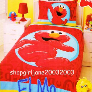 Sesame St Happy Elmo Red Alphabet Single/Twin Bed Quilt Doona 
