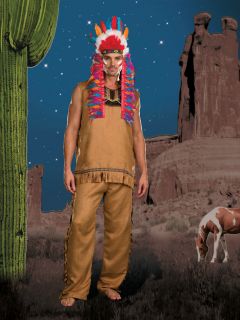 Chief Big Wood Halloween Native American Indian Costume 3 PCS Set Gift 