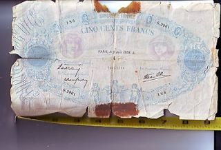 Paris, Le 9 Juin 1938. S   Cinq Cents Francs Very Large Note. Good?