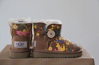 Ugg Australia Kids Bailey Button Paint Splatter boots Size 12 NIB
