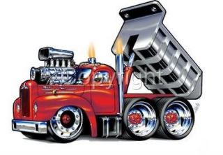 1952 Mack Big Rig Dump Truck Hauler Cartoon Tshirt 5135