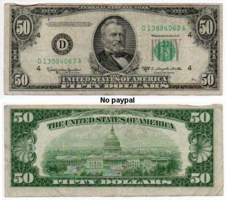 1950 50 dollar bill in Federal Reserve Notes