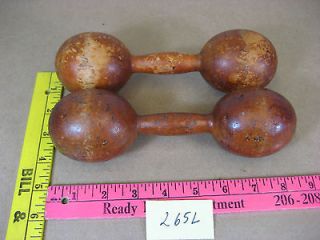 COLUMBIA WOOD HAND WEIGHTS DUMBBELLS antique VICTORIAN dumbells 
