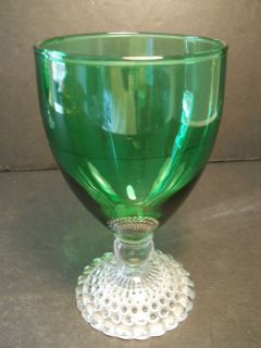 vtg Anchorglass 1 Forest Green & Bubble Crystal Water or Goblet by 