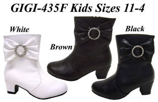 New Little Angels Gigi435F Big Girls Boots with Diamond Buckle 