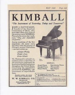 KIMBALL Baby Grand Bijou Model PIANO AD 1923 REPRINT Antique Vtg 