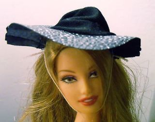 Barbie Doll Accessory Vintage Black Rain Hat