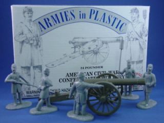   Toy Soldiers Armies in Plastic 54mm Confederate Gun Crew with Cannon