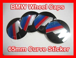 4x BMW ///M Wheel Center Cap Sticker 65mm (Curve)
