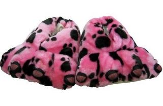 Monster Funny Fuzzy Plush Pink Bear Paw Slippers Big Foot Bear Paw 