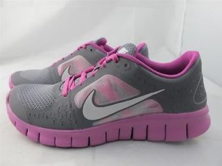 NEW JUNIORS NIKE FREE RUN 3 512098 005 CHARCOAL/ WHITE  VIOLA  ATM GRN