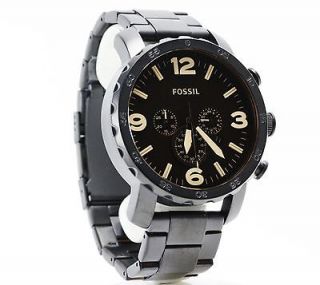 Fossil Nate Stainless Steel Black Chronograph Mens Watch JR1356 NEW
