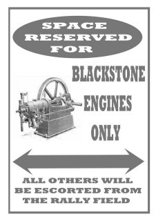 BLACKSTONE STATIONARY OIL ENGINE RESERVED SPACE FUNNY METAL SIGN 