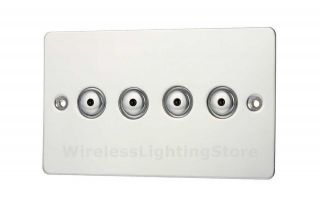 Flat Polished Chrome Remote Touch Control 4 Gang Dimmer Light Switch 