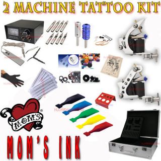 COMPLETE Tattoo Kit 2 Machines Gun Analog Power Supply Moms Ink Mixed 