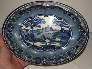 Daher Decorated Ware Blue Tin Tray   Long Island NY  11101  Made in 