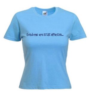 CONDOMS ARE 97.9% EFFECTIVE Ladies Fit Sky Blue T Shirt