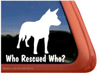 WHO RESCUED WHO? ~ High Quality Vinyl Australian Cattle Dog Window 