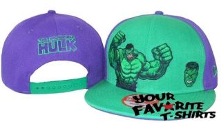 The Incredible Hulk Angry Face Snapback Flat Brim Hat Cap Marvel 