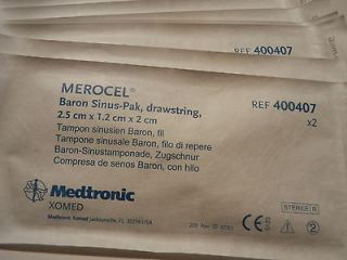 Medtronic Xomed Merocel Baron Sinus Pak 2.5cm x 1.2cm x 2cm Ref 400407 