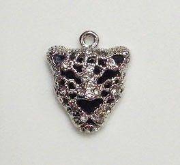   crystal 3D silver panther puma leopard deluxe bling charm pendant