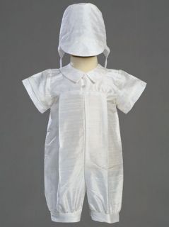   Boys Silk Christening Baptism Blessing Outfit Romper 3 6 12 18M USA