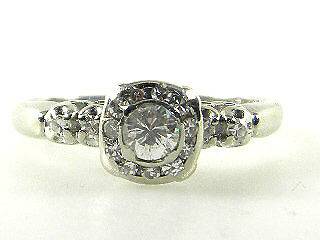   LADIES ART DECO .60 CARAT DIAMOND 14K WHITE GOLD ENGAGEMENT RING