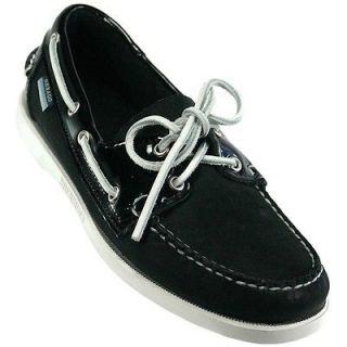 Sebago Mens Boat Shoes Spinnaker Black Nubuck & Black Patent