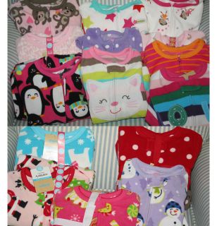 Carters Girls Fleece Blanket Sleeper Footed Pajamas 12 18 24 Mos 2T 