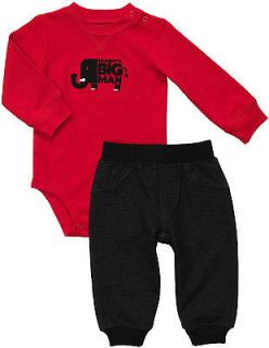 NWT 12 Mon Carters Bodysuit Pants Baby Boy mommys big Man elephant Red