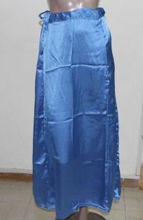 Blue Indian saree Satin Petticoat Underskirt belly dancing Lehanga 