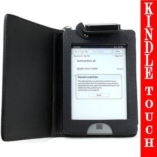 Kindle Touch Black Cover Case Crocodile with Built LED RECHARGEABLE 