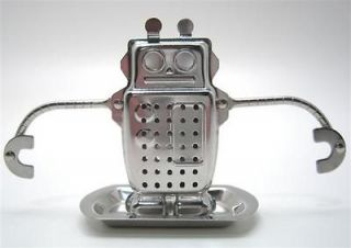 STAINLESS STEEL ROBOT TEA INFUSER ~ SMALL DRIP TRAY ~ NEW