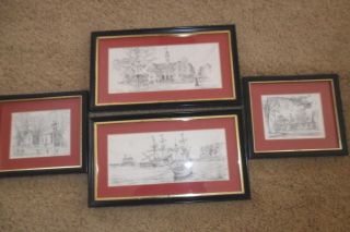 FOUR VINTAGE CHARLES OVERLY PRINTS OF VIRGINIA ~ FRAMED & READY TO 
