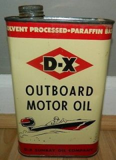 Vintage 1950s D X Sunray Outboard Motor Oil DM 11 One 1 Quart Tin Can