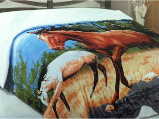Loving horses Soft and Warm Sherpa/ Borrego Blanket Throw Queen Size