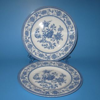 Queens INDIAN TREE BLUE Salad Plates Set of 2 Queens Plate England