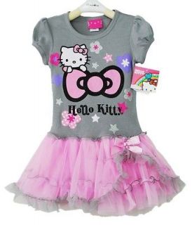   HelloKitty Kitty KT Gray/Pink Girls Tulle Tutu Boutique Dress Top 5 6